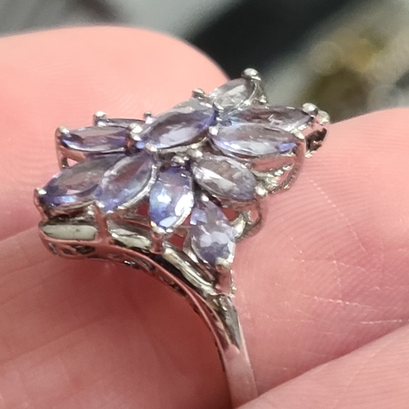 925 tourmaline stauer sterling silver cluster ring lavender purple sz 6 estate - Picture 14 of 16